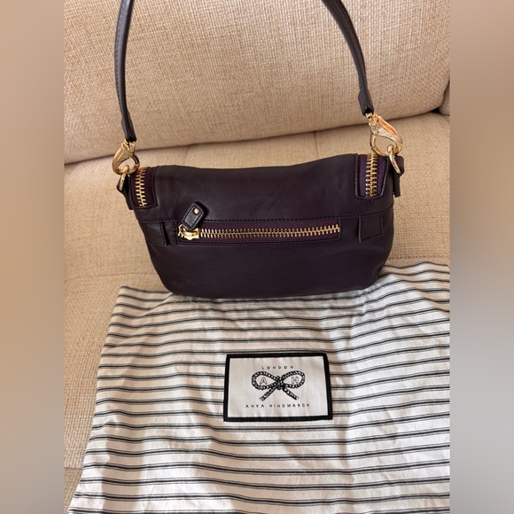 Anya Hindmarch Maxi Zip Aubergine Leather Crossbody Bag + Dust Bag - Picture 4 of 13